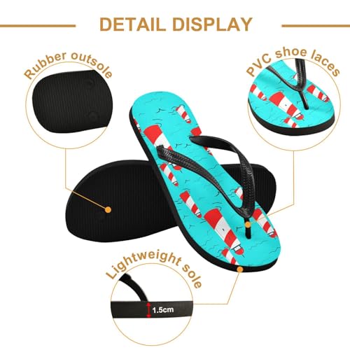 Seagull Lighthouse Blue Flip Flops for Beach Thong Sandals Anti-slip Lightweight Beach Slippers for Summer Outdoor Travel3