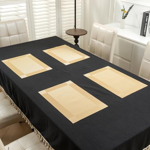 Image of HOKIPO PVC Washable 4 Pieces Dining Table Mats - 45x30 cm, Champagne Gold (AR-6713-GLDN*4)