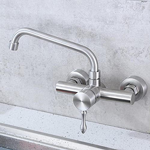 Robinet de cuisine mural en acier inoxydable finition brossée durable