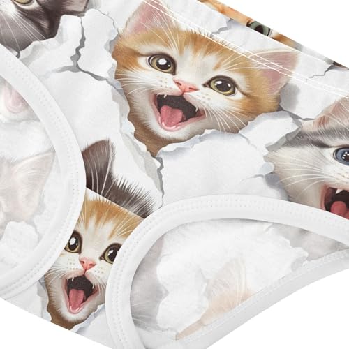 Cotton Girls Underwear Toddler Cute Kitten Faces White Little Girl Panties Personalized Kids Undies Briefs 2t4