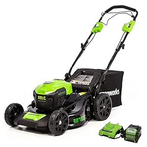 Greenworks 40V 21″ Brushless Cordless (Self-Propelled) Lawn Mower (75+ Compatible Tools), 5.0Ah Battery and Charger Included