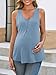 Tankaneo Womens Maternity Henley Tank Tops Summer Scoop Neck Ribbed Knit Sleeveless Shirts Casual Loose fit Pregnancy Clothes Navy
