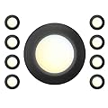 JULLISON 8 Packs 6 Inch Black 5CCT Field Selectable LED Low Profile Recessed & Surface Mount Disk Light, Round, 15W, 920 Lumens, CRI80, 27K-30K-35K-40K-50K, Driverless, Dimmable, ETL & Wet Listed