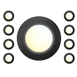 JULLISON 8 Packs 6 Inch Black 5CCT Field Selectable LED Low Profile Recessed & Surface Mount Disk Light, Round, 15W, 920 Lumens, CRI80, 27K-30K-35K-40K-50K, Driverless, Dimmable, ETL & Wet Listed