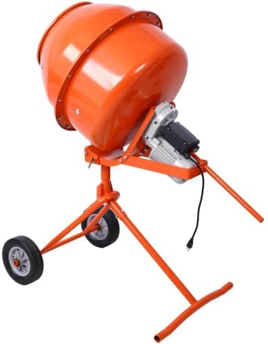 370W Portable Electric Concrete Mixer Cement Mixing Barrow Machine Mixing Mortar Handle with Wheel (4.6 cu/ft.) 120V Power Cement Mixer Machine for Stucco Mortar Seeds Fodder