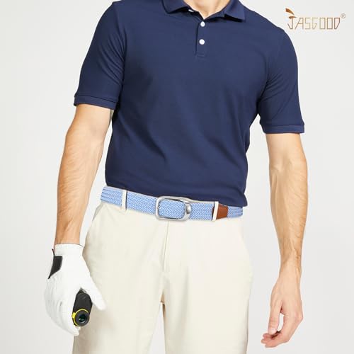 Image of JASGOOD Stretch Belt for Men, Men Women Elastic Woven Braided Belt 1 3 /8 Casual Belt Golf Belt for Jeans Pants