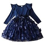 Mädchen Weihnachtskleid Weihnachtsoutfit Kleid Weihnachten Weihnachtskleider Für Winterkleid Große Größen Langarm Kinderkleidung Tüllkleid Paillettenkleid Rundhals Schleife Baby Samtkleid Rot 2 Jahre