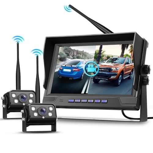 Hodozzy Wireless Backup Camera Digital System Kit, 9 Inch Dual Sp...