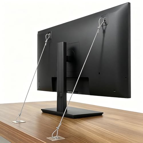 6 Pack Adjustable TV Safety Straps Stainless Steel No-Drill Adhesive Anti-Tip Furniture Wall Anchors for Baby Proofing Secure Flat Screens to TV Stand Wall Cabinet Or Desk