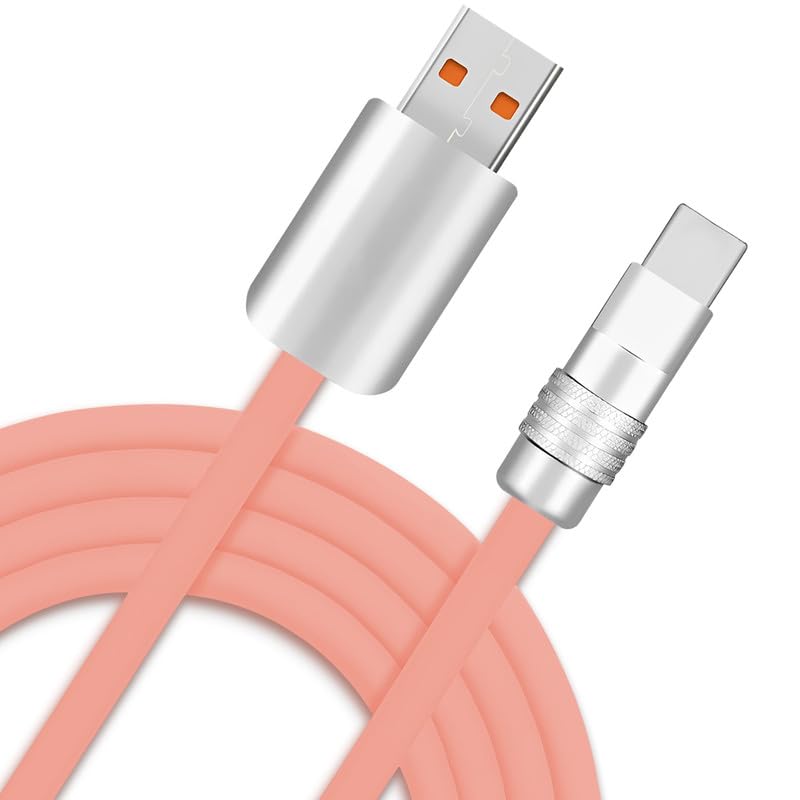 Chubby 3.0 Extra Long Fast Charging Cable Durable USB Type-C Cables USB C to A Quick Charger Cord, Pink, USB-A to Type-C, 16.4 FT
