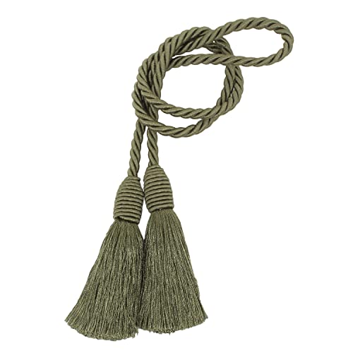 Image of 4 Pack Curtain Tiebacks Handmade Decorative Curtain Holdbacks Rope with Tassel - Green