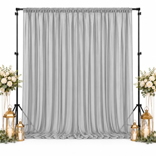 AK TRADING CO. 120" Wide (10Ft Wide) IFR Sheer Voile Drape Panels for Backdrop, Wedding Events, Ceiling Drapes, Event Masking, & Decor - Select from 6ft to 50ft Length. (10 feet x 30 feet, Silver)