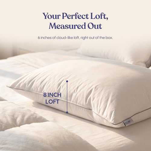 Image of FluffCo Down Alternative Pillows King Size Set of 2 - King Bed Pillows for Sleeping - Made in USA - Cooling Surface and Machine Washable for Side, Back, and Stomach Sleepers