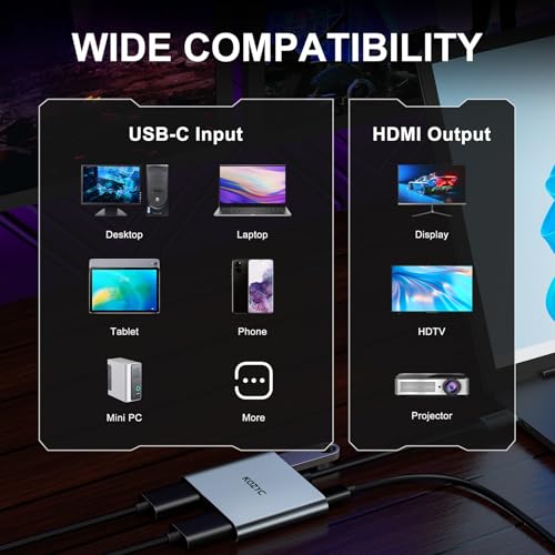 Image of KOZYC USB-C to Dual HDMI Adapter, 4K@30Hz, USB 3.0, 100W PD, Supports USB-C to HDMI Splitter, Macbook Pro Compatible