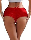 ohmydear Pantalones cortos de baile braguitas brasileñas Danzas Slip Mujer Sexy con Volantes de Encaje Ropa Interior para Cosplay y Lolita Disfraz de Espectáculos Talla Fuerte, rojo, M