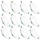 LED Einbaustrahler Ultra Flach 7W 230V, Dimmbar LED Deckenspots 580lm 29mm Einbautiefe, Warmweiß 3000K Neutralweiß 4000K Kaltweiß 6500K Einbauleuchten IP44 für Badezimmer Wohnzimmer Büro, 12er Set