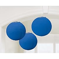 Amscan Round Paper Lanterns 3 Pieces, Bright Royal Blue