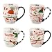 CEDAR HOME Travel Coffee Ceramic Mug Funny Christmas Porcelain Tea Cup 18oz., Set of 4