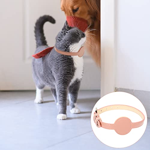 Happyyami PET-Pu-Kragen katzenhalsband Katzen katzenhalsbänder Haustierhalsband Katzenkette Hund Heller Kragen Bausatz PU-Design-Tracer- Anti-verlorener Tracer- Rosa