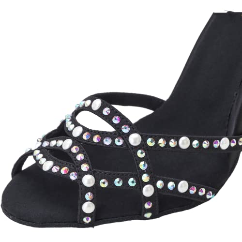 Chaussures de danse latine salsa tango chacha avec talon noir 36