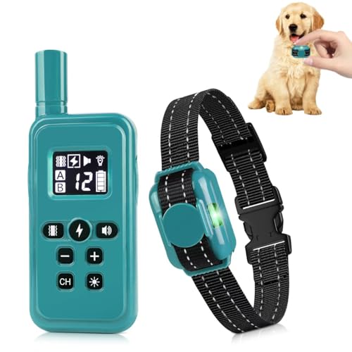 Ultra-Small Dog Shock Collar, Ultra-Thin & Light Dog Training Collar with Remote for Small Dogs 5-15lbs & Medium Large Dogs, 2000ft Range, Waterproof, Rechargeable (Blue)