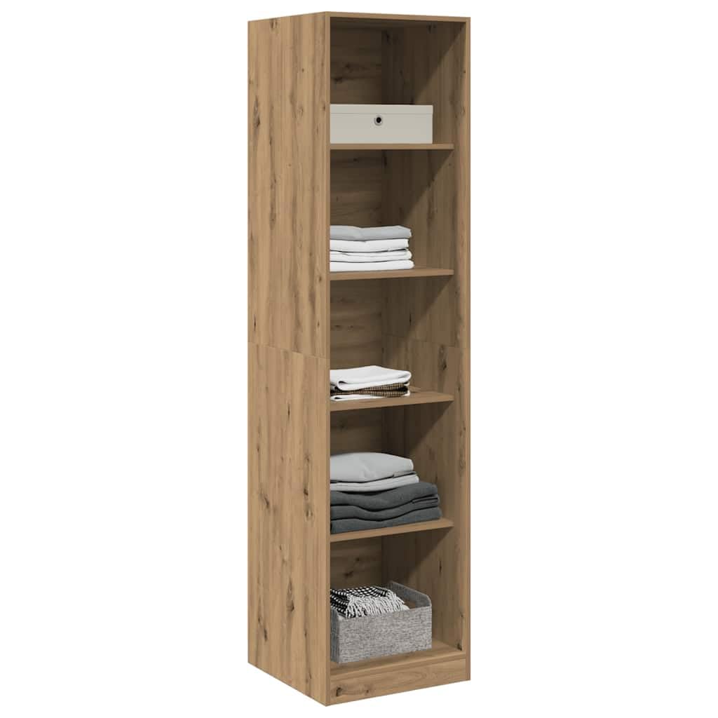 Kleiderschrank Artisan-Eiche 50x50x200 cm Holzwerkstoff mit Schiebetüren und Einlegeböden für Schlafzimmer Flur Kinderzimmer, platzsparendes Ordnungssystem