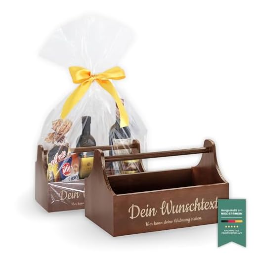 LAUBLUST Große Werkzeugkiste - Personalisiert mit Individueller Wunsch-Gravur - 34x18x20cm, Braun, FSC® | Geschenkkiste - Geschenk-Verpackung | Aufbewahrungskiste | Flaschen-Korb
