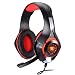 Produktbild Samoleus Gaming Headset für PS4 PC Xbox One, Stereo LED Licht over Ear Kopfhörer für Mac Switch Tablet mit Noise Cancelling & Lautstärkeregelung (Rot)
