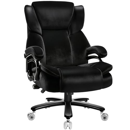 Image of Indulgear 500lbs Fabric Big and Tall Office Chair,500lbs Heavy Duty Office Chair for Heavy People, High Back Executive Computer Chair with Adjustable Lumbar Support, Dual Rubber Wheel