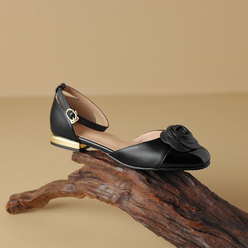 Women's Retro Flower Cap Round Closed Toe Pump Ankle Strap Chunky Low Block Heel Adjustable Buckle D'Orsay Classic Work Office Church Casual Comfort Dress Shoes Business Party Flats2