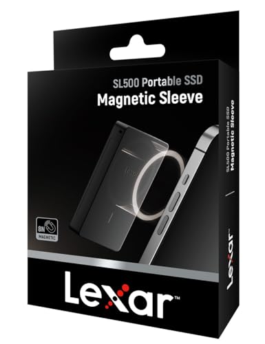 Image of Lexar Magnetic Sleeve for SL500 Portable SSD, Magnetic Attachment for iPhone & Mac, Shockproof Rubber Protective Sleeve, Black