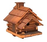 16.75” Fully Functional Bird-in-Hand Conestoga Log Cabin Outdoor Garden Bird Feeder
