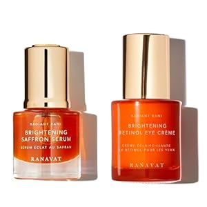RANAVAT Radiant Rani – Brightening Saffron Serum & Retinol Eye Creme Duo – Target Fine Lines & Brighten Under Eyes – Diminish Hyperpigmentation and Increase Radiance with Facial Serum (2 Pc)