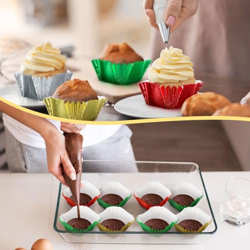 Image of Layhit 900 Pcs Square Mini Foil Cupcake Liners Baking Cups,Vibrant Color