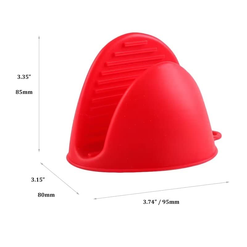 Silicone Pot Holders Set of 2 - Oven Mitts Heat Resistant, Silicone Potholders for Kitchen, Mini Oven Mitts Rubber Oven Glove, Thicken Pot Holders Kitchen Mittens Pinch Mitts, Cute Cooking, Red
