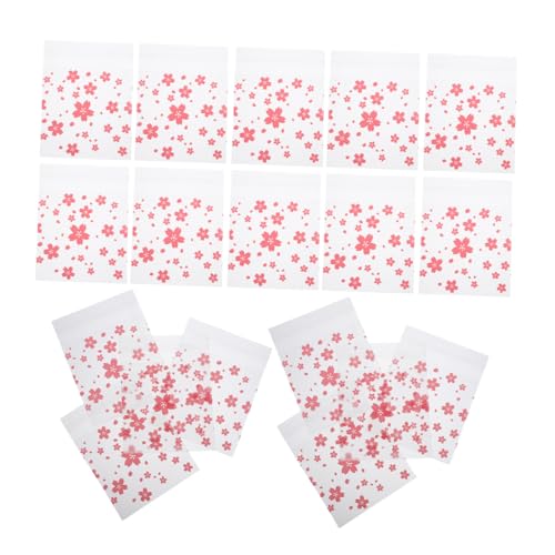 HOLIDYOYO 200個 桜柄プリント自粘袋 入り 粉色半透明包装袋 使いやすい再封可能シール付き お菓子や小物のラッピングに 誕生日や結婚式パーテ