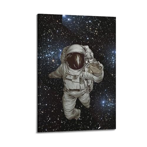 Poster d'astronaute étoilé en toile 40x60 cm pour déco moderne de chambre