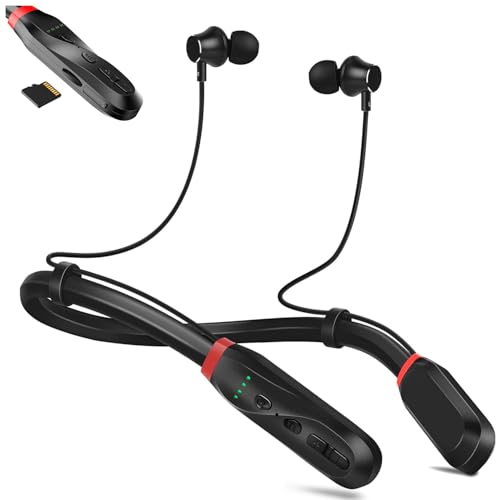 Casque tour de cou Bluetooth avec fente pour carte TF, écouteurs Bluetooth sans fil avec micro intra-auriculaire, 160 heures de lecture, écouteurs...