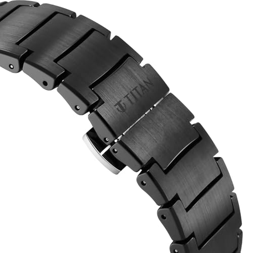 Image of Titan Edge Fumage Quartz Analog with Black Dial Black Ceramic Strap Watch for Men - 10055NC01