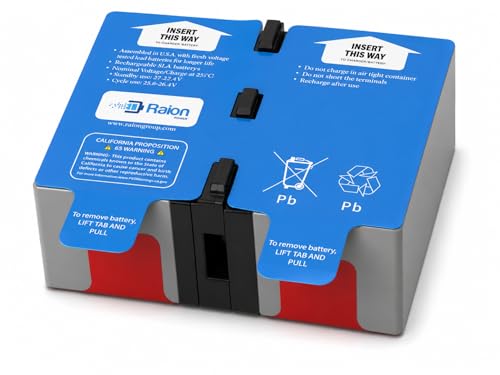 Raion Power 24V 9Ah Sealed Lead-Acid (SLA/AGM) High-Rate Discharge Battery Cartridge - Extended Runtime - Compatible Replacement for APC UPS BR1300G, BR1500G, BX1500G, BX1500M, & SMC1000-2UC