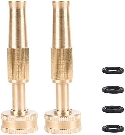 GESURA Garden Hose Nozzle Solid Brass Hose Spray Nozzle Heavy Duty Adjustable Twist Nozzle Sprayer Adapter Perfect for Spray Irrigation,Car Wash, Power Cleaning, Lawn & Garden Watering (Set of 2)