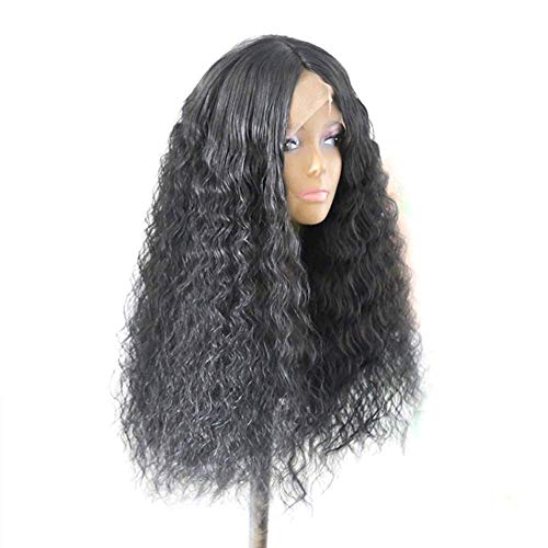 Perruque lace front cheveux bouclés noirs 20 pouces synthétique - 5