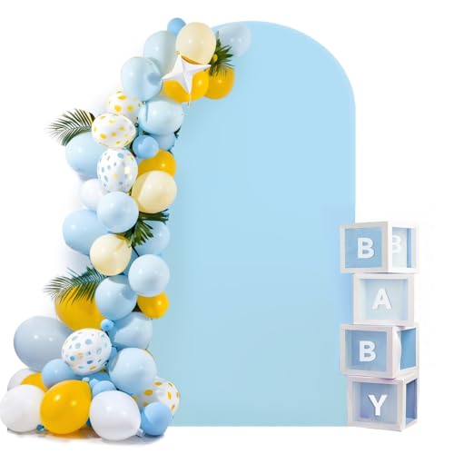 Hemmotop Stretchy Blue Arch Backdrop Cover 7.2ft Wrinkle Free
