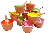 Dondor Enterprises Plastic Ice Cream Cups with Spoons, Festive Dessert Bowls, Assorted Colors (12 Piece Party Pack)