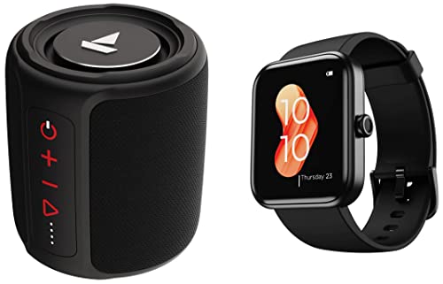 Image of boAt Xtend Smartwatch with Alexa Built-in, 1.69 inch HD Display, Multiple Watch Faces & Stone 352 Bluetooth Speaker with 10W RMS Stereo Sound, IPX7 Water Resistance, TWS Feature, Up to 12H Total Playtime