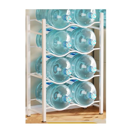 Porte-bouteille d'eau blanc en acier au carbone, organisateur amovible 36x35x141 cm