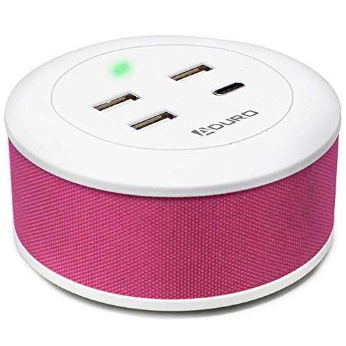 Aduro USB Charging Station for Multiple Devices [PowerUp Flair] Desktop Fast Charger 4-Port