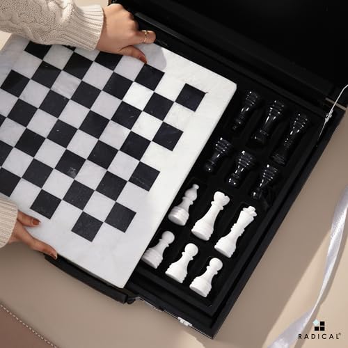 Jeu d'échecs en marbre lesté RADICALn de 38 cm style Staunton avec boîte - 5