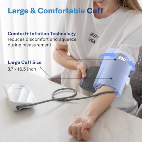 Alcedo Bluetooth Blood Pressure Monitor, Smart Upper Arm BP Machine | App Sync, CSV Export, 5.7" Backlit Screen, Talking, 7-Day Trend, 250 Memory Each, Large Cuff - image 7