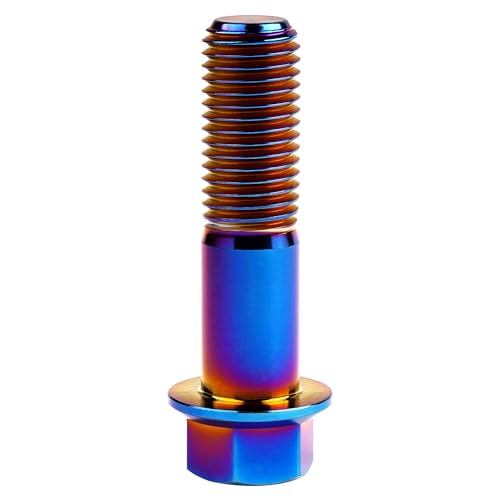 Image of Titanium Bolt Hex Small Flange Head M12x45mm Pitch 1.5, Burnt Blue | 30 35 40 45 50 55 60 65 70 75 80 85 90mm 1.25 /1.5mm Pitch Screws for Motorcycle Car Modification Pack of 4